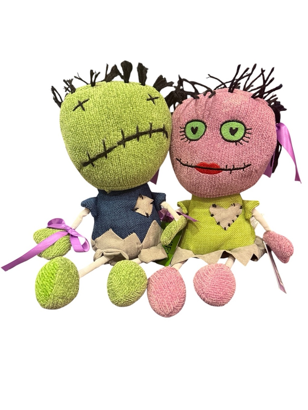 Zombie Buddy and Beauty Plush Rag Doll Pair Halloween Decorations Plushies